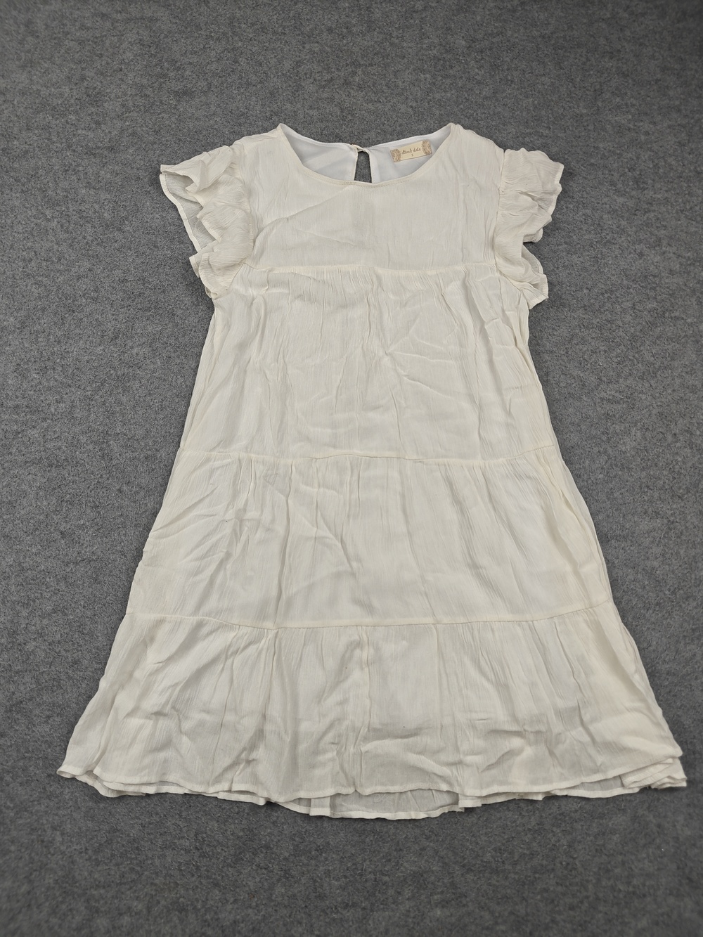 Altar'd State Dress Womens Small White Trapeze Midi Flutter Sleeve Ruffle Lined